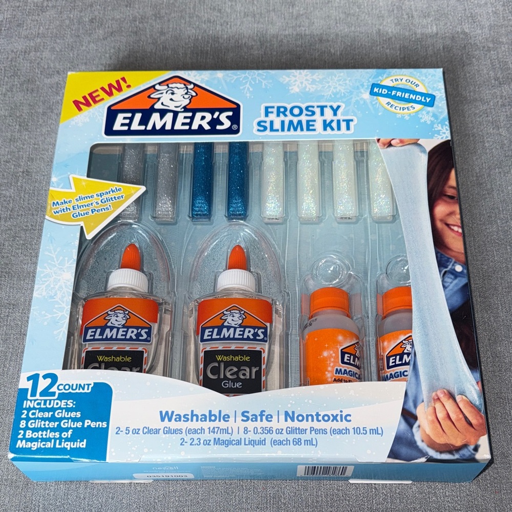 Elmer’s Frosty Slime Kit - Clear & Glitter Blue/White Set